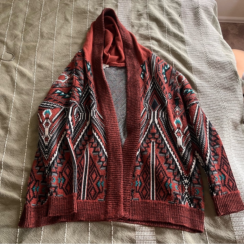 ECOTE URBAN OUTFITTERS Aztec Cardigan Sweater w/ hood - Size M